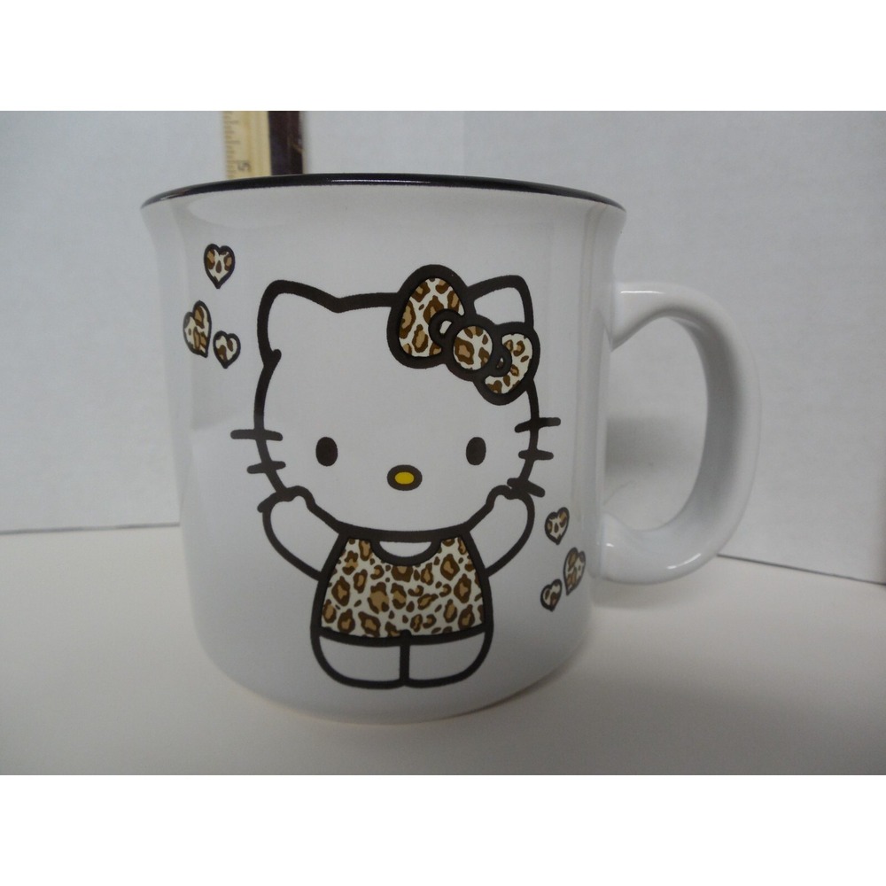 Sanrio "Hello Kitty"  White/Leopard Print Coffee Tea  Mug 2023  20oz